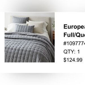 West elm queen quilted comforter 89 x 91”
